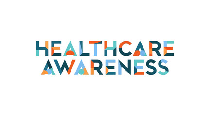 Fototapeta premium Healthcare Awareness Text - Colorful Geometric Shapes and Typography
