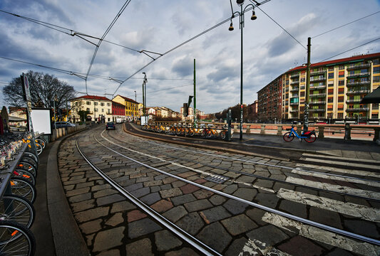 scenic view of the Navigli district near the Porta Genova station, Milan, Italy, Europe 