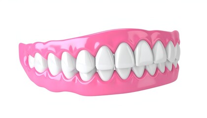 Obraz premium Full Set of Dentures on White Background for Dental Health.