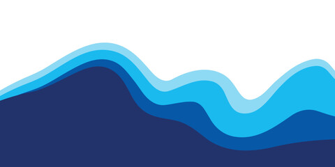 Fototapeta premium Abstract blue water waves background with layered fluid shapes on white.10eps