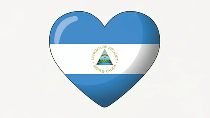 Obraz premium Heart shaped El Salvador flag design featuring blue and white stripes and emblem, decorative graphic.