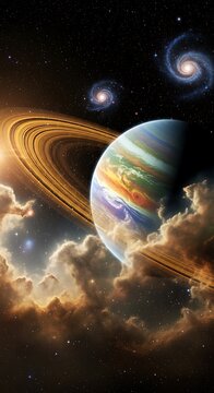 Saturns Majesty - A Cosmic Dance of Rings and Clouds.