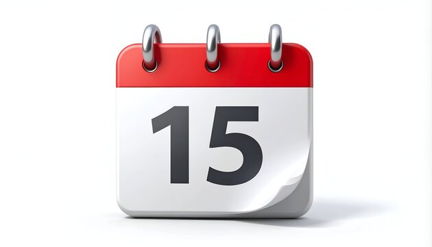 Calendar icon with the number 15, symbolizing a specific date.