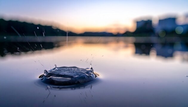 水面を跳ねる平たい石の写真