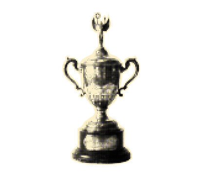 champion trophy halftone cutout. Pop art collage element.