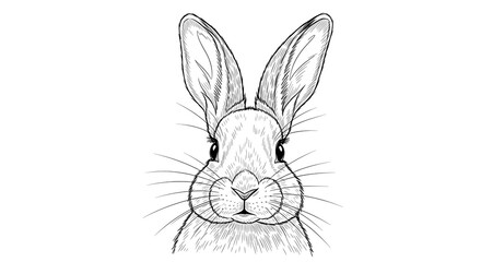 Obraz premium Detailed Pencil Sketch of a Rabbits Face with Long Ears.
