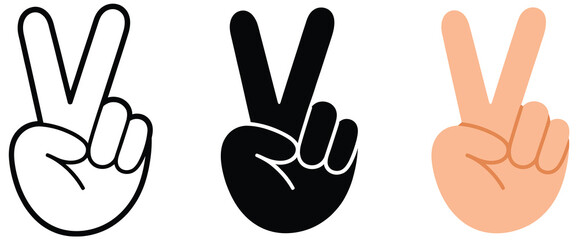 Obraz premium Crossed fingers icon set illustration, outline silhouette and colored styles, luck and hope gesture icons, wish and optimism concept, clean vector design elements for mobile apps, messaging platforms,