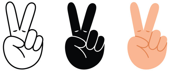 Fototapeta premium Crossed fingers icon set illustration, diverse outline silhouette and color styles, luck hope and wish gesture symbols, good fortune concept, modern vector design for apps, social media,