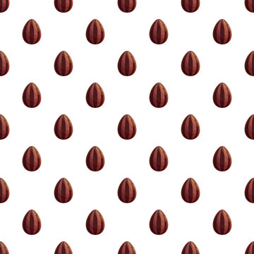 Chocolate easter eggs forming a repetitive brown and white background
