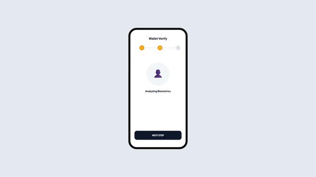 Cryptocurrency wallet verification process showing ID card scanning and biometric facial analysis progress