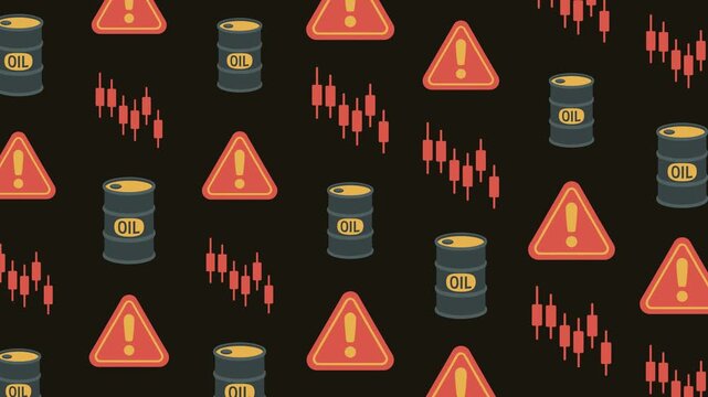 Oil Market Crisis and Warning Sign Seamless Pattern Background, economy concept.