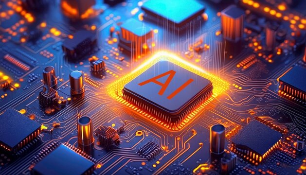 Ai processor core glowing with power