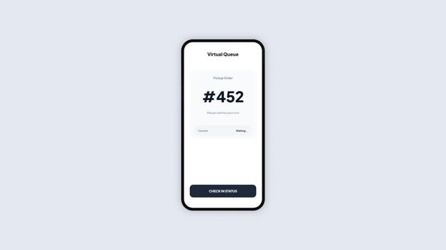 Digital restaurant pickup order number notification on smartphone screen for coffee shop customers