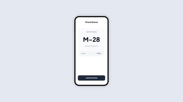 Healthcare virtual queue management app for medical clinic patient checkup and doctor consultation