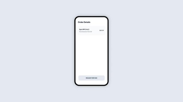 Digital Game Order Refund Request and Successful Transaction Processing UI