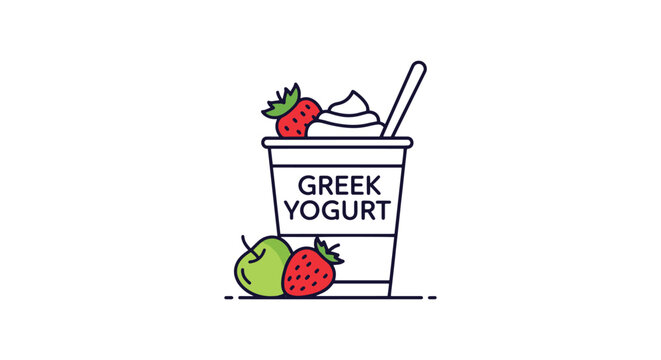 Greek Yogurt with Fruit Line creative contemporary abstract color illustration