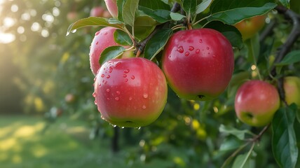 Obraz premium red apples on a branch