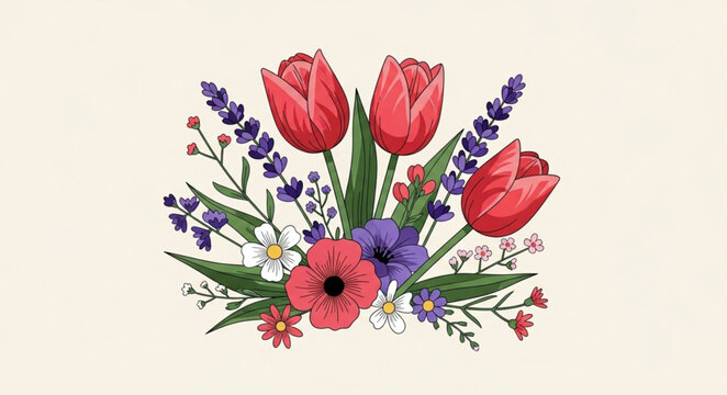 Colorful bouquet of flowers arrangement.
