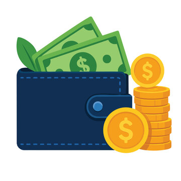 Digital finance wallet concept with money and mobile payment