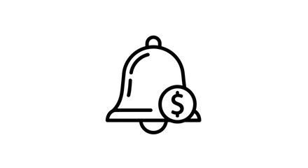 Fototapeta premium Bell notification icon with dollar sign, alert for financial news or money alerts, business concept