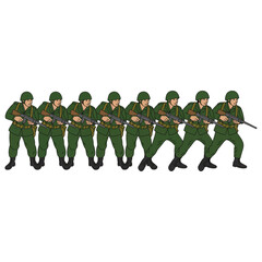 Obraz premium Soldier army illustration with green uniform and guns in motion