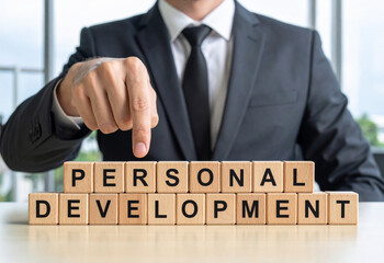 Obraz premium Personal Development - Geschäftsmann zeigt auf das Wort 