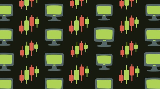Stock Market Trading Chart and Screen Seamless Pattern Background, investment concept.