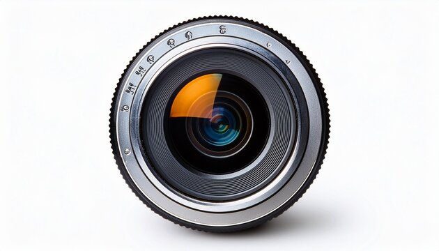 front view of a modern photo camera lens isolated camera eye