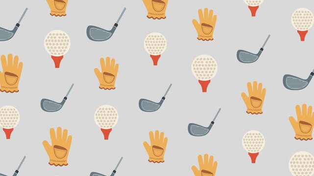 Professional Golf Clubs and Equipment Seamless Pattern Background, sports concept.
