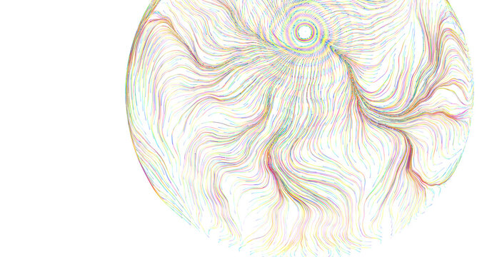 Abstract design with colorful lines forming a swirling pattern. Ideal for backgrounds, concepts, and creative