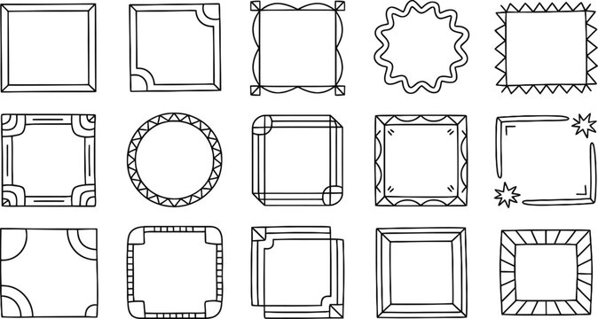 Playful Cartoon Doodle Frame Pack with Funky Abstract Shapes and Borders