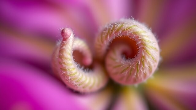 Mimosa pudica leaves curling in response to a breeze, extreme macro shot.