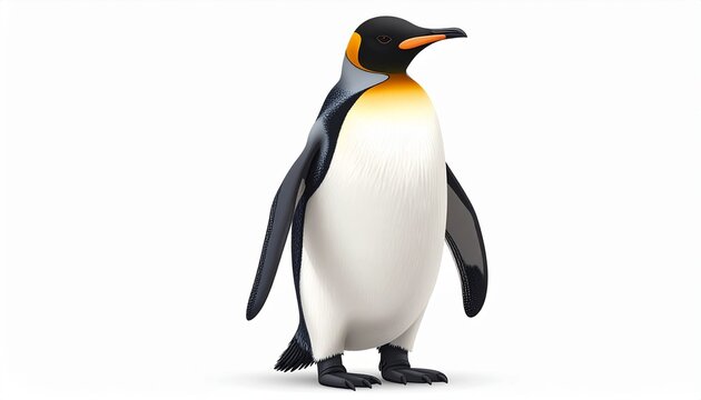 Majestic King Penguin Standing Tall on a White Background.
