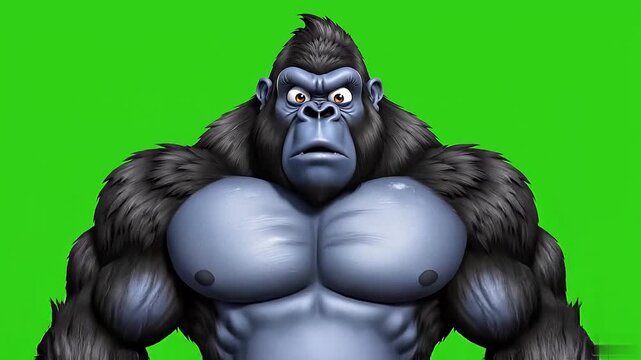 A cartoon gorilla with a shocked reaction on a green screen, perfect for a cartoon gorilla meme green screen