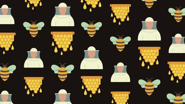Beekeeping Industry and Honeycomb Seamless Pattern Background, apiculture concept.