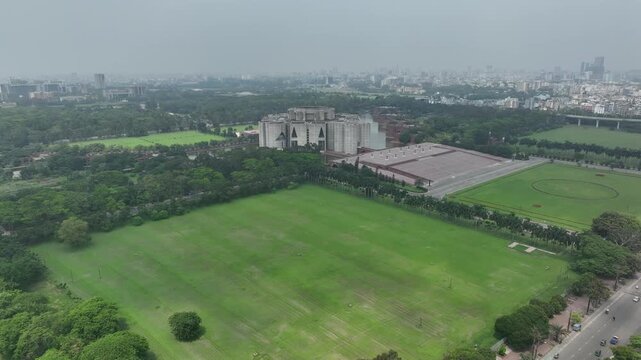 Aerial view of jatiya sangsad bhaban in dhaka bangladesh