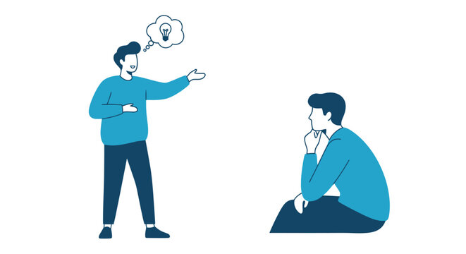 Two men discussing an idea together.