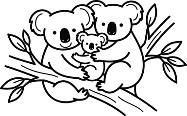 Obraz premium Koala mother and baby on a tree branch