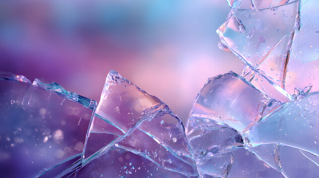 Frozen glass fracture design with icy crystal cracks and soft glowing winter abstract backdrop