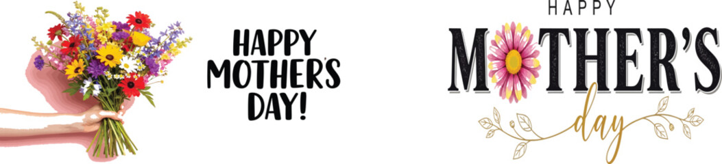 Festive mother's day greetings watercolor flowers and elegant typography for a heartfelt celebration © Farida
