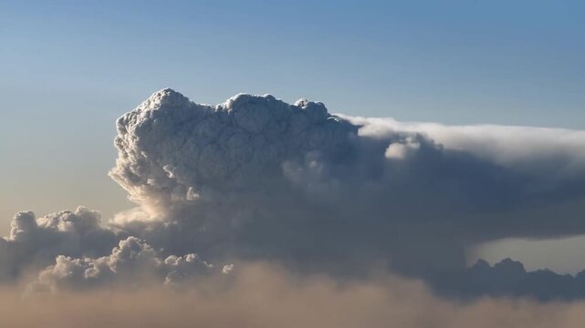 A massive nuclear explosion in a barren desert, iconic mushroom cloud rising rapidly