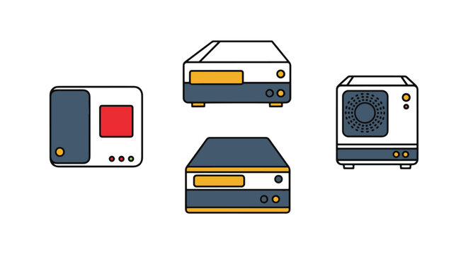 Mini PCs Line art vector set clean minimal shapes illustration