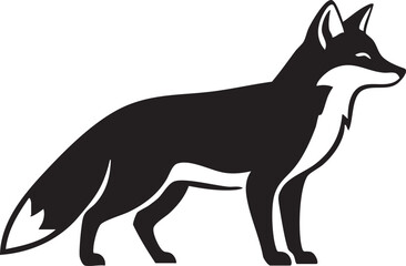 Fototapeta premium Clean Minimalist Fox Silhouette Vector Illustration Isolated on White Background