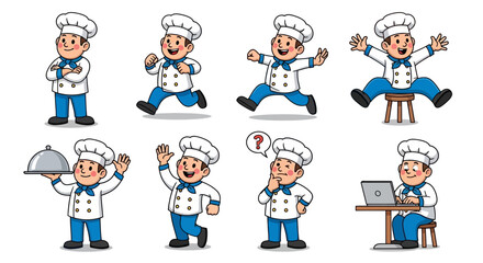 Fototapeta premium Collection of Chef Character Poses and Actions.