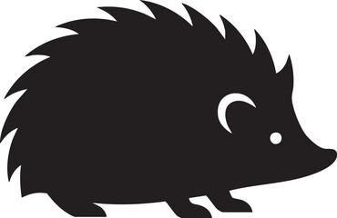 Clean Minimalist Hedgehog Silhouette Vector Illustration Isolated on White Background © Alomgir