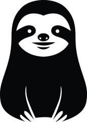 Fototapeta premium Clean Minimalist Sloth Silhouette Vector Illustration Isolated on White Background