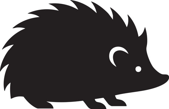 Clean Minimalist Hedgehog Silhouette Vector Illustration Isolated on White Background