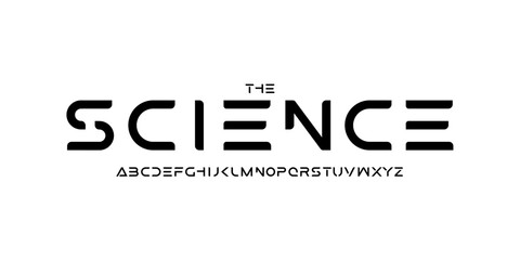 Science technology font, futuristic alphabet for scientific headline, medical digital product logo, display device typography, app UI typographic design. Modern vector typeset. © artyway