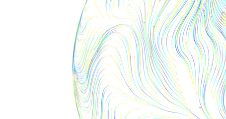 Naklejka premium Dynamic abstract art featuring flowing, colorful lines on a white backdrop, perfect for m