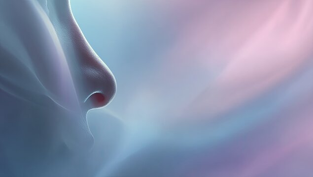 Close-up of a Human Nose with Abstract Swirling Colors.